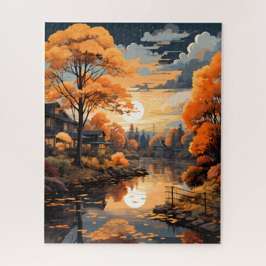Herfst Lake Jigsaw puzzel (Verticaal)