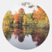 Herfst Lake Ronde Sticker (Voorkant)