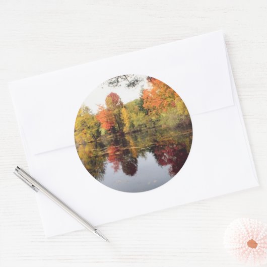 Herfst Lake Ronde Sticker (Envelop)
