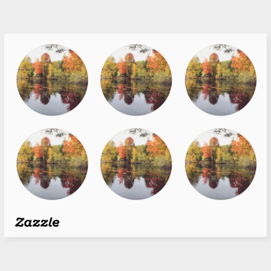 Herfst Lake Ronde Sticker (Vel)