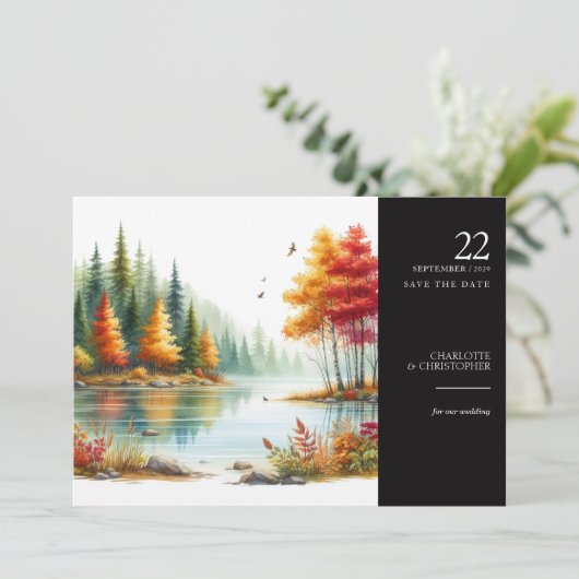 Herfst Lake Save The Date (Staand voorkant)