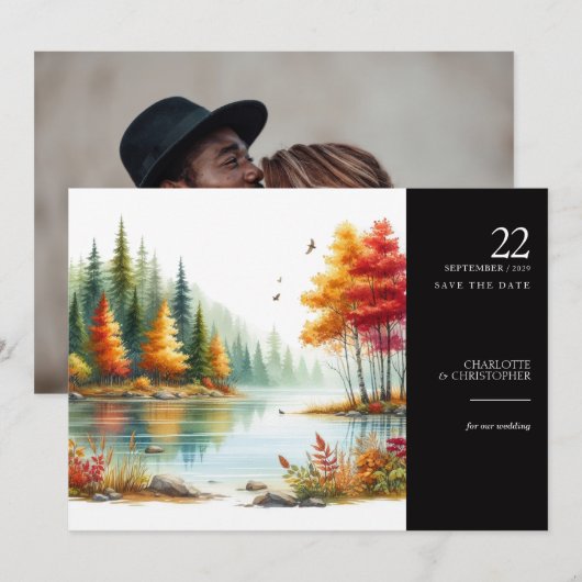 Herfst Lake Save The Date (Voorkant / Achterkant)