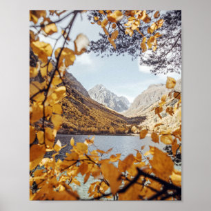 Herfst Lake Spring Mountain 4k behangpapier Eenvou Poster