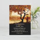 Herfst Lake Uitzicht Tree bruiloft uitnodiging (Staand voorkant)
