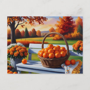 Herfst Land Citrus Vruchtmand Oogst Briefkaart