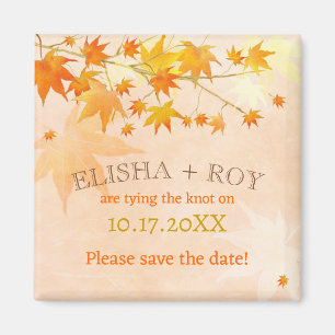Herfst Land Maple Leaf Wedding Save the Date Magneet