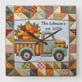 Herfst Land Oogst Pickup Truck Muur Klok