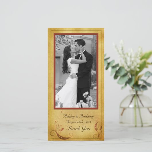  Herfst Land Rustieke Bloemen Huwelijk Bedankkaart (Staand voorkant)