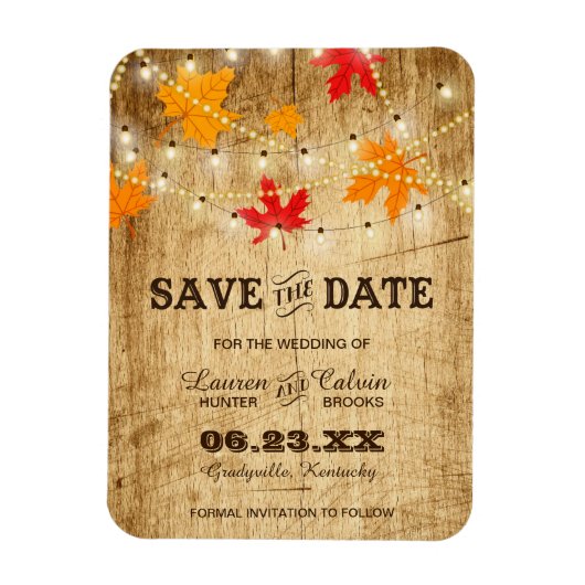 Herfst Land Weddenschap Bespaar de datum met licht Magneet (Verticaal)