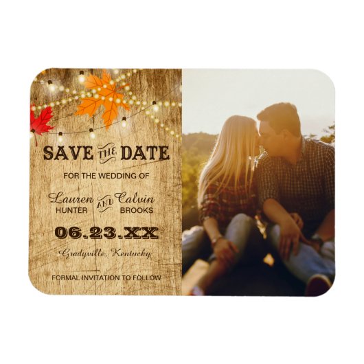 Herfst Land Wedding Save the Date with Photo Magneet (Horizontaal)