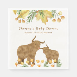 Herfst Landelijke Boho Highland Koe Baby Shower Servet