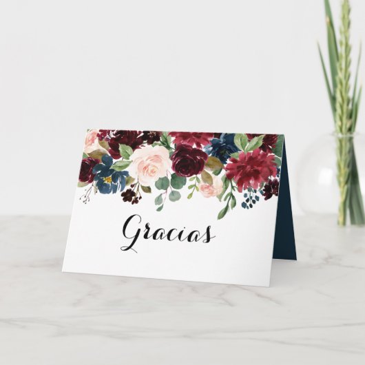 Herfst Landelijke Bordeaux Spaanse Dankkaart Bedankkaart (Voorkant)