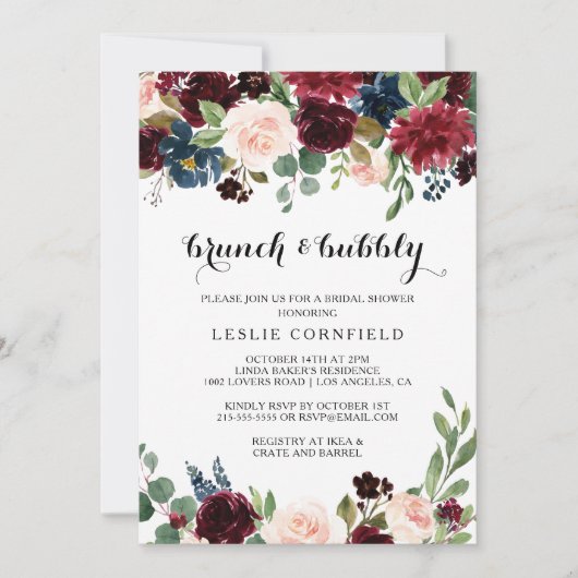 Herfst Landelijke Brunch & Mousserende Bruidsontva Kaart (Voorkant)