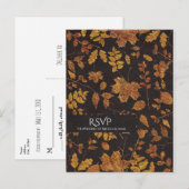 Herfst Landelijke Gouden Bladeren Elegante Trouw-R Uitnodiging Briefkaart (Voorkant / Achterkant)