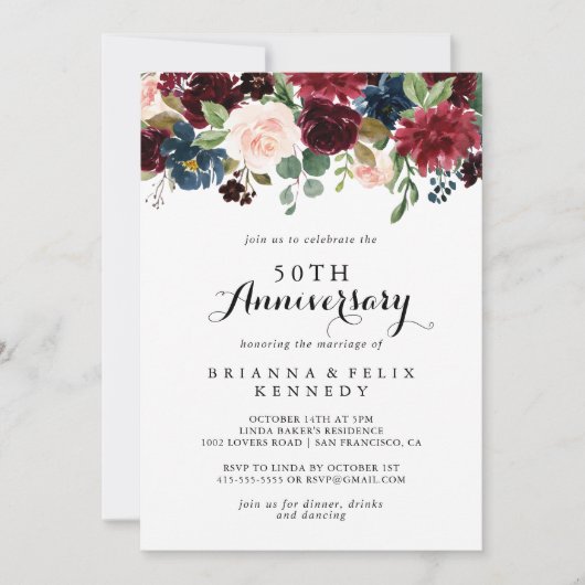 Herfst Landelijke Kalligrafie 50ste Huwelijksverja Kaart (Voorkant)