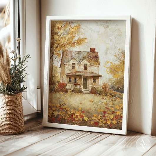 Herfst Landhuis Schilderen Herfst Landschapskunst Poster