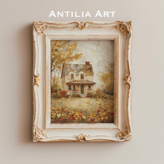 Herfst Landhuis Schilderen Herfst Landschapskunst Poster