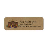 Herfst Landkaarsen en zonnebloemen Primitief Etiket (Voorkant)