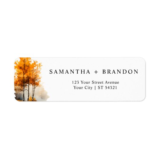 Herfst Landscape Bruiloft Retouradres Label (Voorkant)