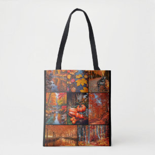 Herfst Landschap Foto Collage Kunst Tote Bag