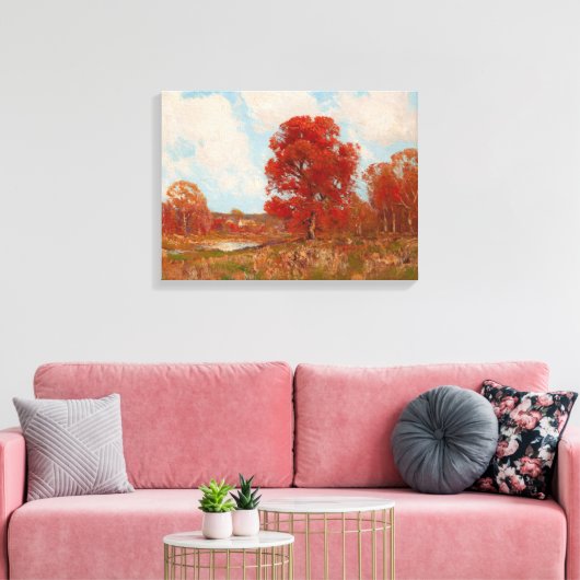 Herfst landschap (landschap in het najaar) (rode b canvas afdruk (Insitu (Woonkamer))