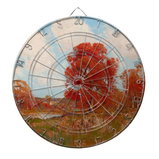 Herfst landschap (landschap in het najaar) (rode b dartbord (Voorkant)