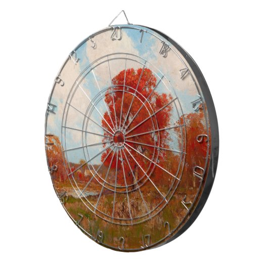 Herfst landschap (landschap in het najaar) (rode b dartbord (Voorkant Rechts)
