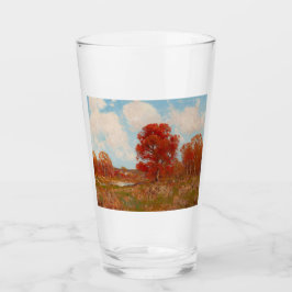 Herfst landschap (landschap in het najaar) (rode b glas