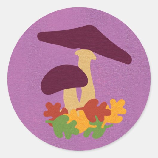 Herfst Landschap paddenstoelen Ronde Sticker (Voorkant)