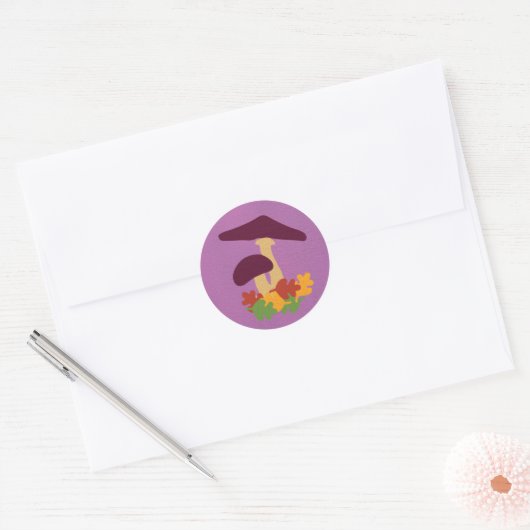 Herfst Landschap paddenstoelen Ronde Sticker (Envelop)
