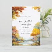 Herfst Landschap Rustieke Natuur Bruiloft Kaart (Staand voorkant)