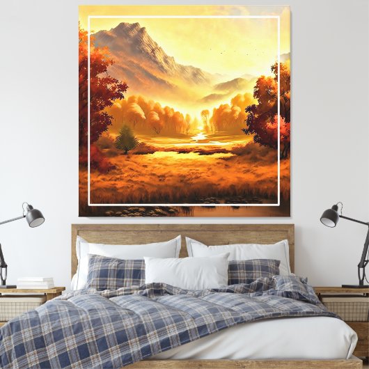 Herfst Landschap Schilderen-1 Canvas Afdruk (Insitu (Slaapkamer))