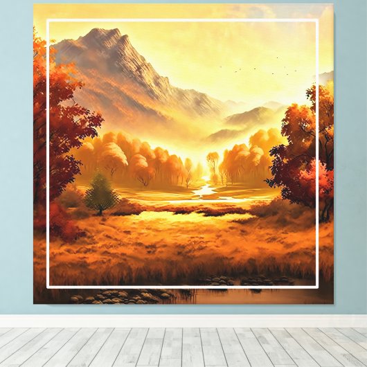 Herfst Landschap Schilderen-1 Canvas Afdruk (Insitu (Houten vloer))