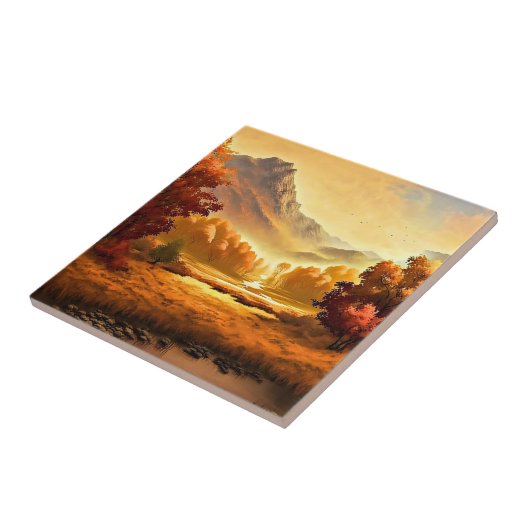 Herfst Landschap Schilderen-1 Tegeltje (Zijkant)