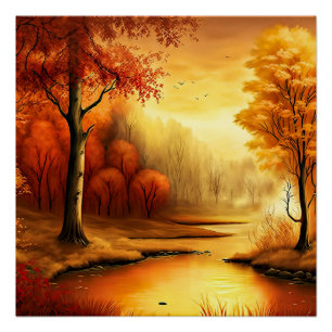 Herfst Landschap Schilderen-2 Perfect Poster