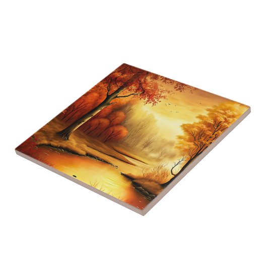 Herfst Landschap Schilderen-2 Tegeltje (Zijkant)