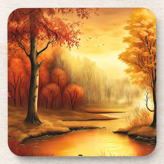 Herfst Landschap Schilderij-87546 Bier Onderzetter (Voorkant)