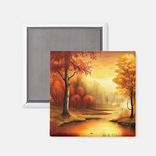 Herfst Landschap Schilderij-87546 Magneet (Voorkant / Achterkant)