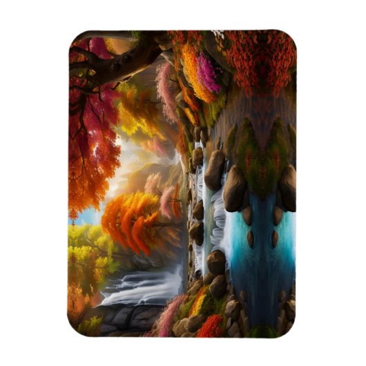 Herfst Landschap Watervallen in het Park Magneet (Verticaal)