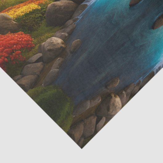 Herfst Landschap Watervallen in het Park Tissuepapier (Detail)