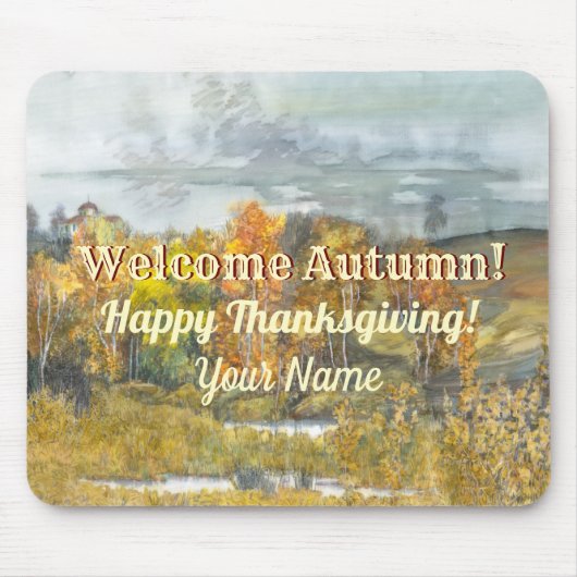 Herfst landschappen waterverf muismat (Voorkant)