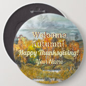 Herfst landschappen waterverf ronde button 6,0 cm (Voorkant /achterkant)