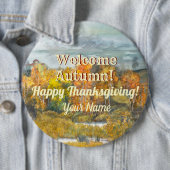 Herfst landschappen waterverf ronde button 6,0 cm (In situ)