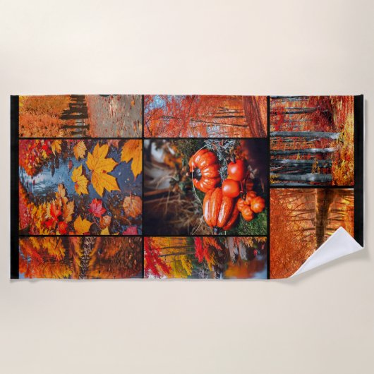 Herfst Landschapsfoto Collage Kunst Strandlaken (Voorkant)