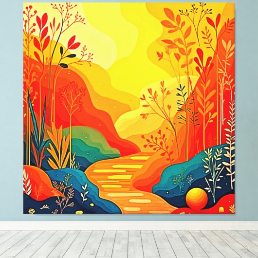 Herfst Landschapskunst Canvas Afdruk (Insitu (Houten vloer))