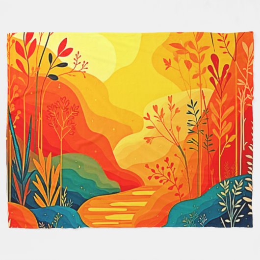 Herfst Landschapskunst Fleece Deken (Voorkant (Horizontaal))