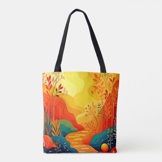 Herfst Landschapskunst Tote Bag (Achterkant)