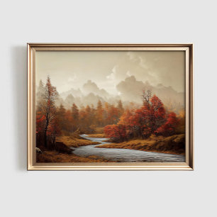 Herfst Landschapsprint, Herfstblad Kunst, Autumn Poster