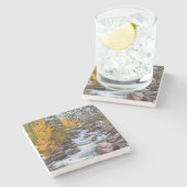 Herfst langs Bishop creek, Californië Stenen Onderzetter (Zijkant)