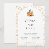 Herfst lantaarn en pompoen landelijke trouw uitnod kaart (Voorkant / Achterkant)